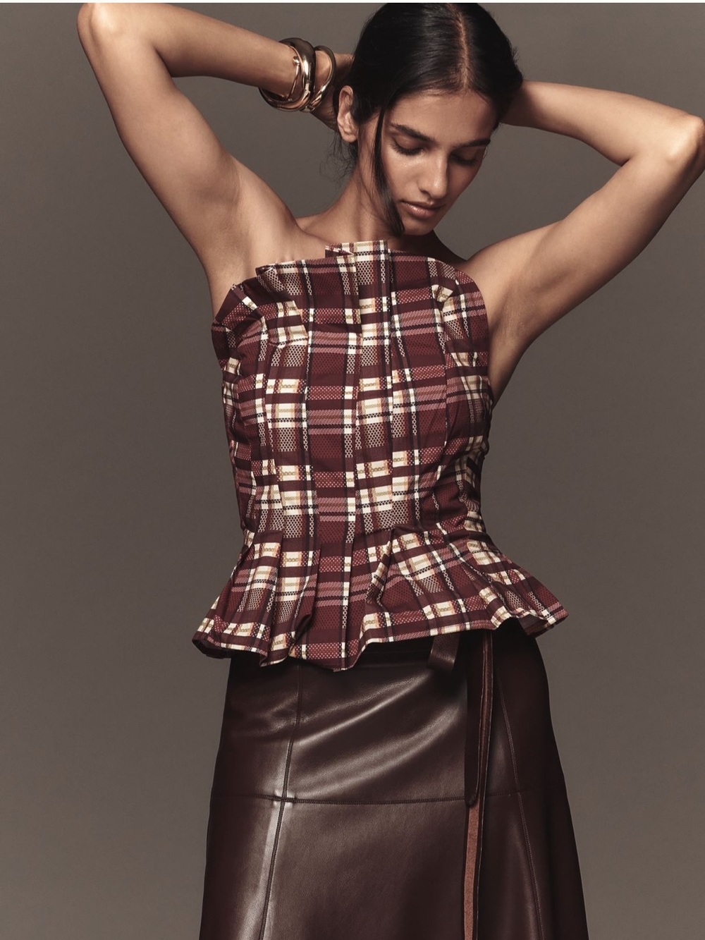 NWT Anthropologie Porridge Ruffled Peplum Strapless Corset Top